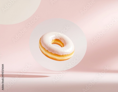 Donat dengan lapisan gula dengan background pastel