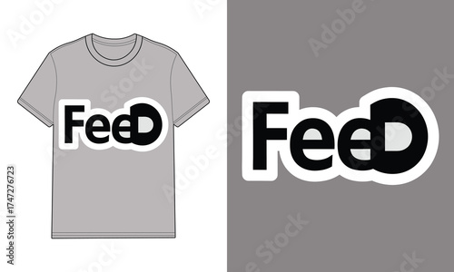 Gray t shirt with stylized feed logo clothing apparel