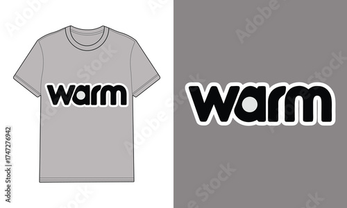 Gray t shirt with stylized word warm graphic text