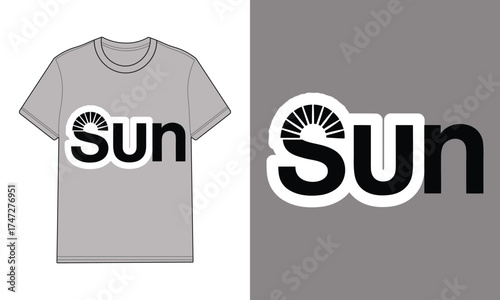 Gray T Shirt with Sun Logo Text Gray t-shirt