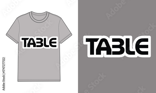 Gray T Shirt with T A B L E Text Graphic t-shirt clothing