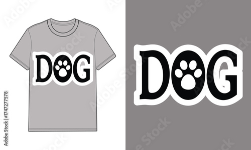 Gray t shirt with text dog paw print graphic mockup