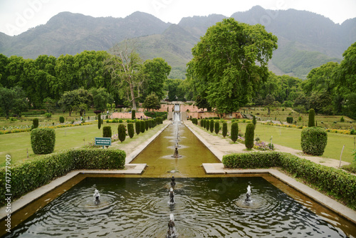 Nishat  garden Bagh is a popular tourist attraction, Nishat Bagh is a 12-tiered terraced garden located near the famous Dal Lake in Srinagar. It is the second largest Mughal garden in Kashmir.