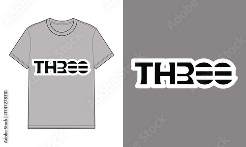 Gray t shirt with text graphic number