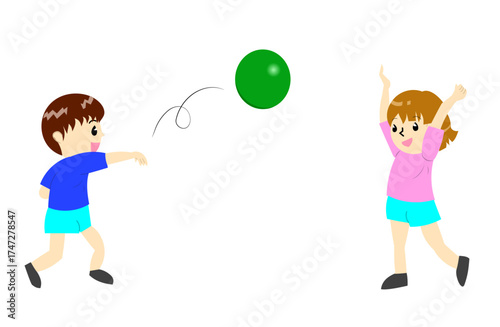 ボール投げをする子ども達