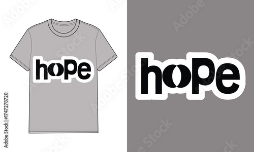 Gray t shirt with text hope isolated word hope clothing apparel