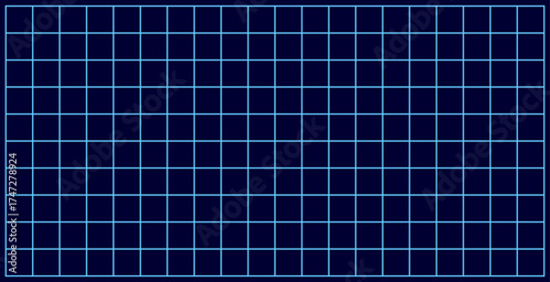 Dark blue background with a light blue square grid. Futuristic, digital, vibrant, technological.