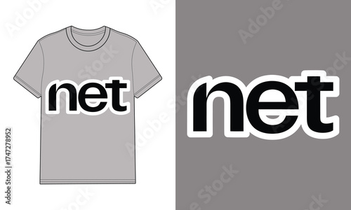 Gray t shirt with text net front mockup