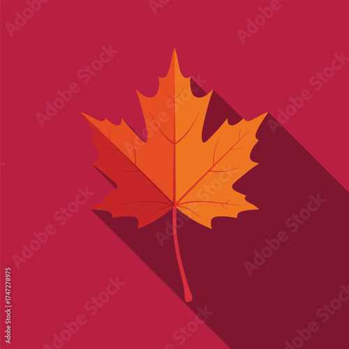 Flat design maple leaf icon autumn season fall symbol - Logo vector icon stock illustration - Flat Design Icon