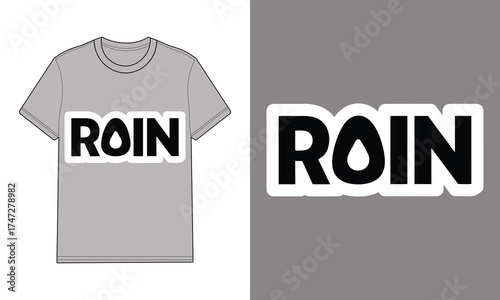 Gray t shirt with text R O I N water droplet silhouette clothing apparel