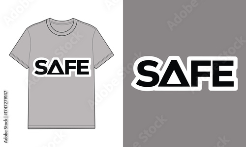 Gray t shirt with text safe separate safe logo word lettering