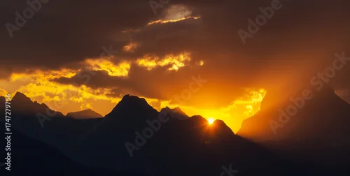 Obraz Mountains on sunset