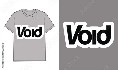 Gray t shirt with void text logo separate logo graphic clothing apparel