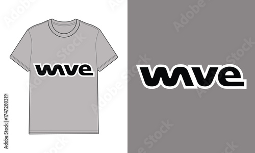Gray t shirt with wave logo design mockup