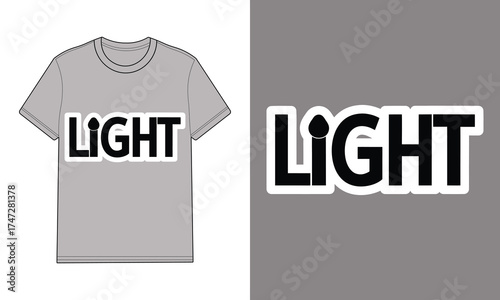 Gray t shirt with word light graphic front separate graphic t-shirt clothing