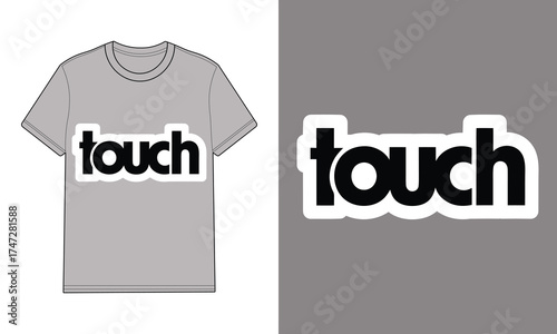 Gray t shirt with word touch logo mockup