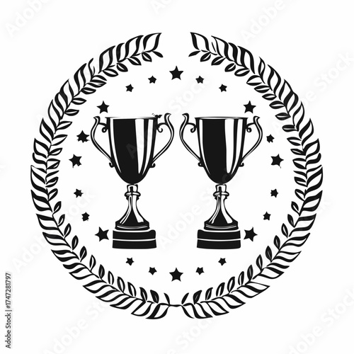 Gold Goblets and Round Emblems for Winners Diploma