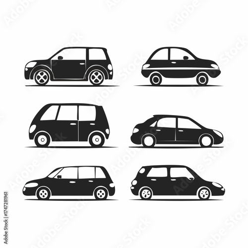 Cars of different types without drivers. Set of modes of transport and shapes vector illustration