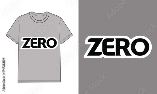 Gray t shirt with zero logo graphic mockup