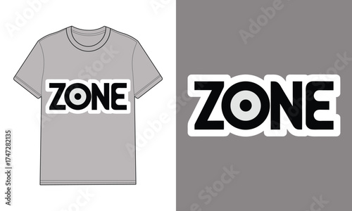 Gray T Shirt with Zone Text Graphic mockup