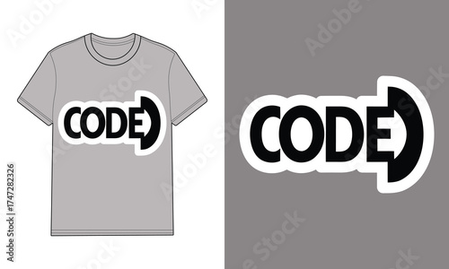 Gray t-shirt with code graphic the chest mockup text