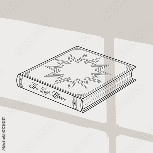 A visually striking illustration of a book titled 'The Lost Library', showcasing a unique design that invites viewers to explore the mysteries and stories within its pages.