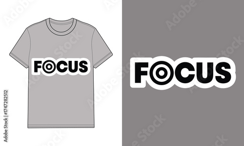 Gray t-shirt with focus word graphic apparel clothing