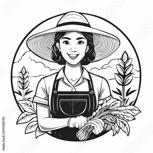 Farmer Work Agriculture Set Vector Illustration