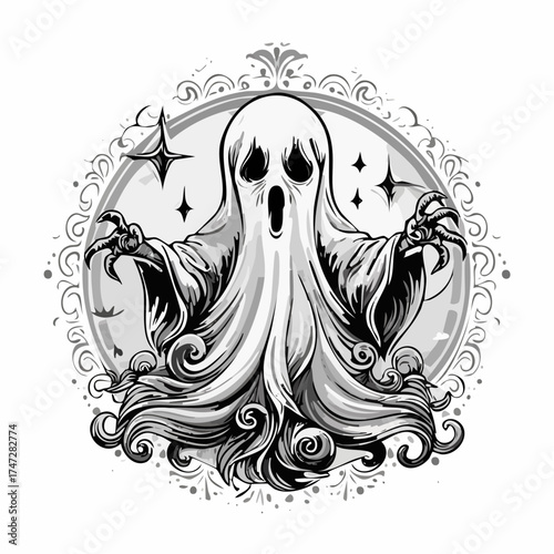 Ghost Poltergeist Creature of Halloween Vector