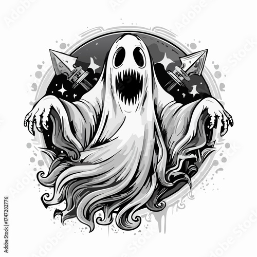 Ghost Poltergeist Creature of Halloween Vector