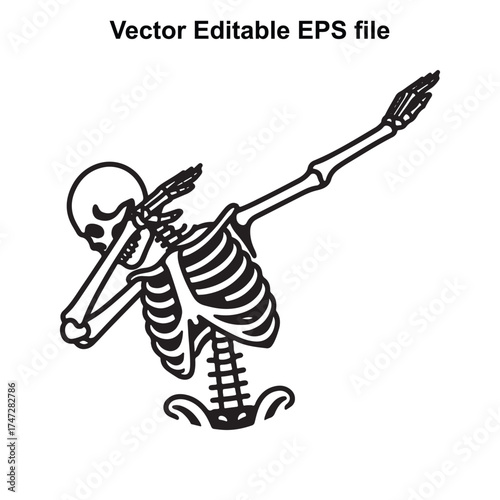 Vector art of skeleton doing the dab dance move