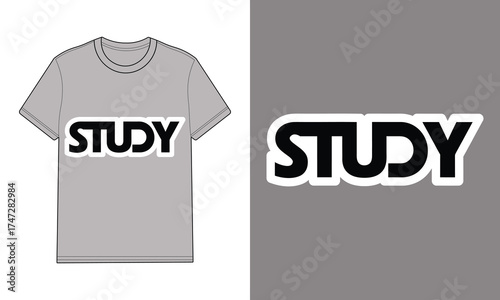 Gray t-shirt with study text graphic clothing apparel