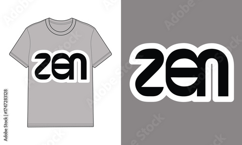 Gray t-shirt with stylized zen logo mockup