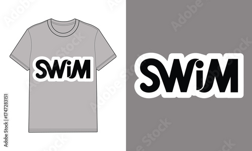 Gray t-shirt with swim graphic gray backgrounds clothing apparel