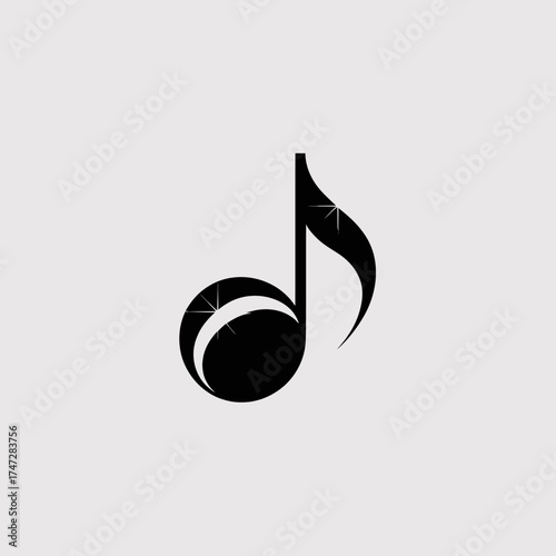 A stylized musical note that represents harmony and creativity, capturing the essence of music's ability to connect people emotionally through sound and rhythm.