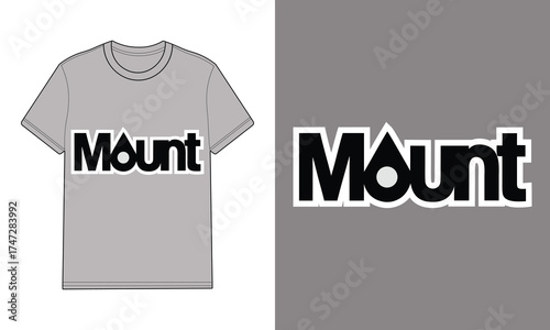 Grey t shirt mockup with Mount logo design t-shirt