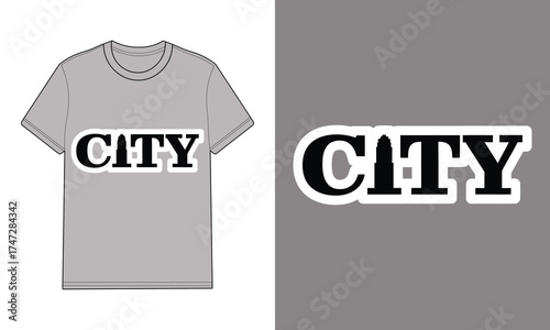 Grey t shirt with city typography graphic mockup