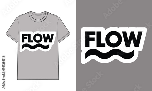 Grey t shirt with flow text graphic apparel clothing