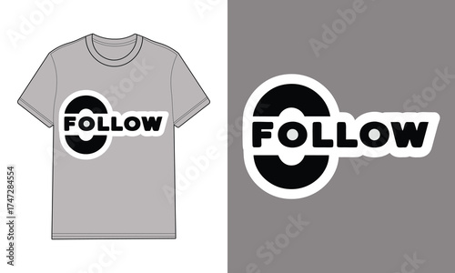Grey t shirt with follow text graphic mockup
