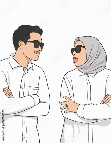 Love couple with eyeglass illustrations