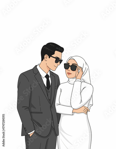 Two People love relationship goals wedding illustrations