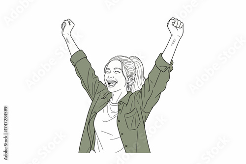 young asian lady with positive expression joyful exciting dressed casual cloth happy adorable glad woman rejoices success facial expression concept