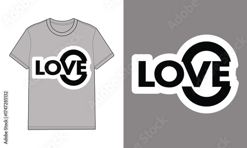 Grey t shirt with love text graphic mockup
