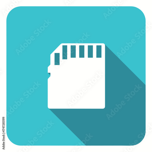 Flat sd card icon digital storage memory card technology graphic - Logo vector icon stock illustration - Flat Design Icon