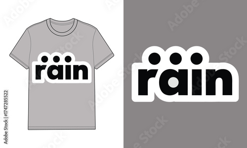 Grey t shirt with rain text graphic mockup