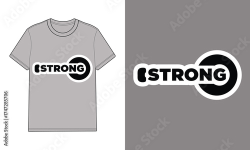Grey T Shirt with Strong Logo Graphic mockup