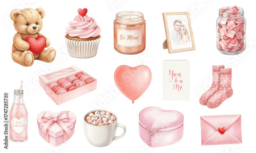 Cozy Watercolor Valentine's Day Gift and Sweet Set