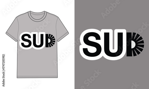 Grey t shirt with sup logo graphic grey mockup