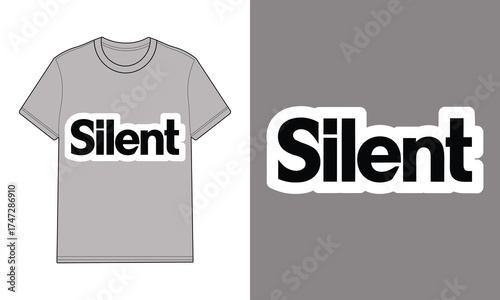 Grey t shirt with text silent mockup