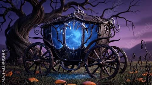 Pumpkin Transforming into Spooky Gothic Carriage Animation